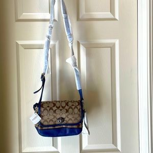 Coach signature pattern with blue crossbody bag NWT